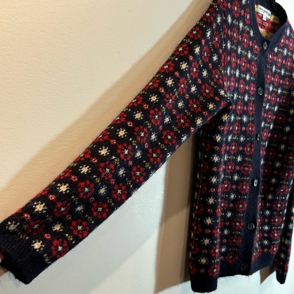 INES DE LA FRESSANGE + UNIQLO  Sz L Jacquard Pattern Crew Neck Buttoned Cardigan - Picture 4 of 6